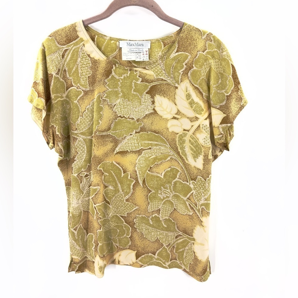 Max Mara Silk Top Womens 2 Floral Botanical Quiet Luxury Colorful Fairy Italy
